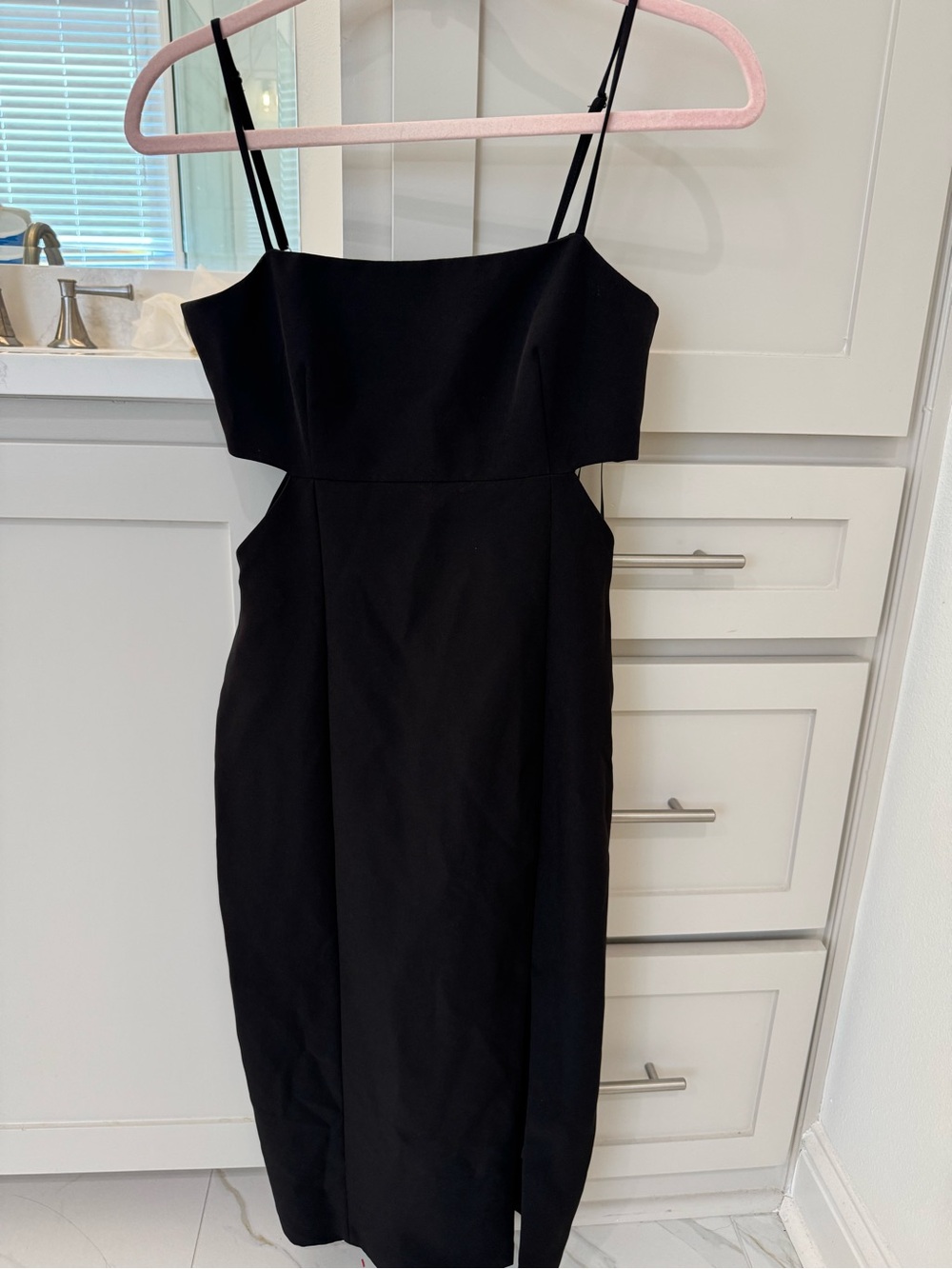 Gianni Bini Black Cutout Spaghetti Strap Midi Dress